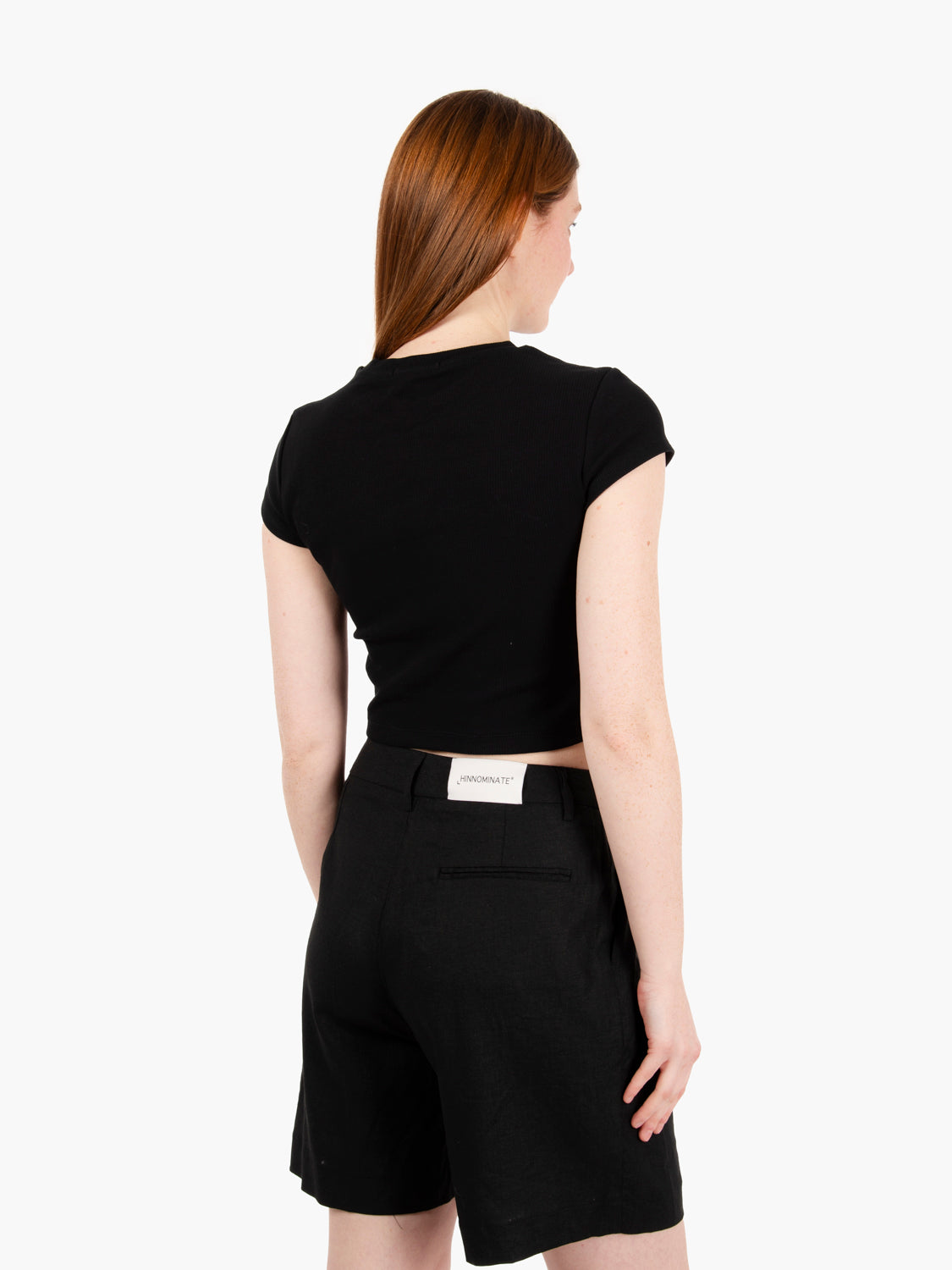 Crop top a costine nero