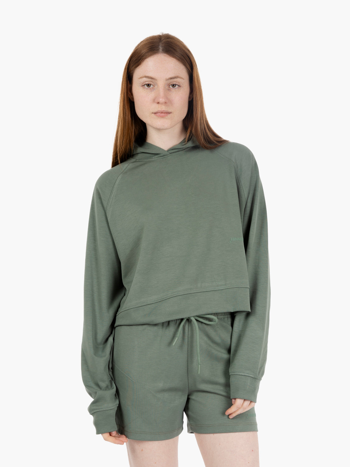 Felpa a scatola con cappuccio muschio