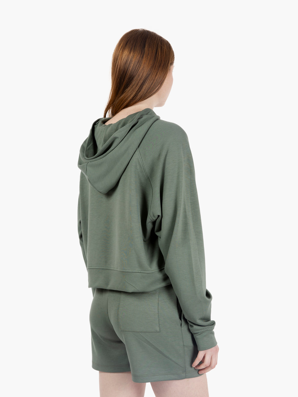 Felpa a scatola con cappuccio muschio