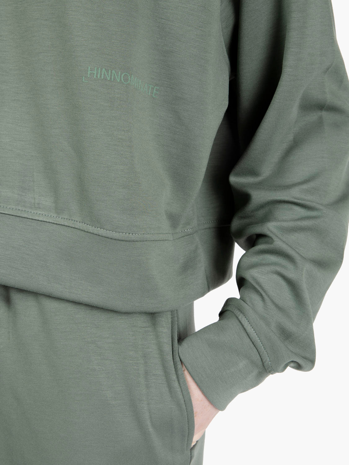 Felpa a scatola con cappuccio muschio