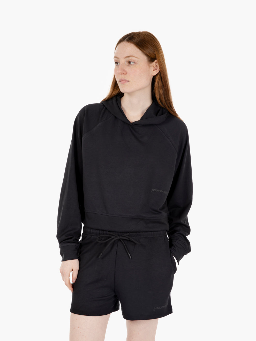 Felpa a scatola con cappuccio nero