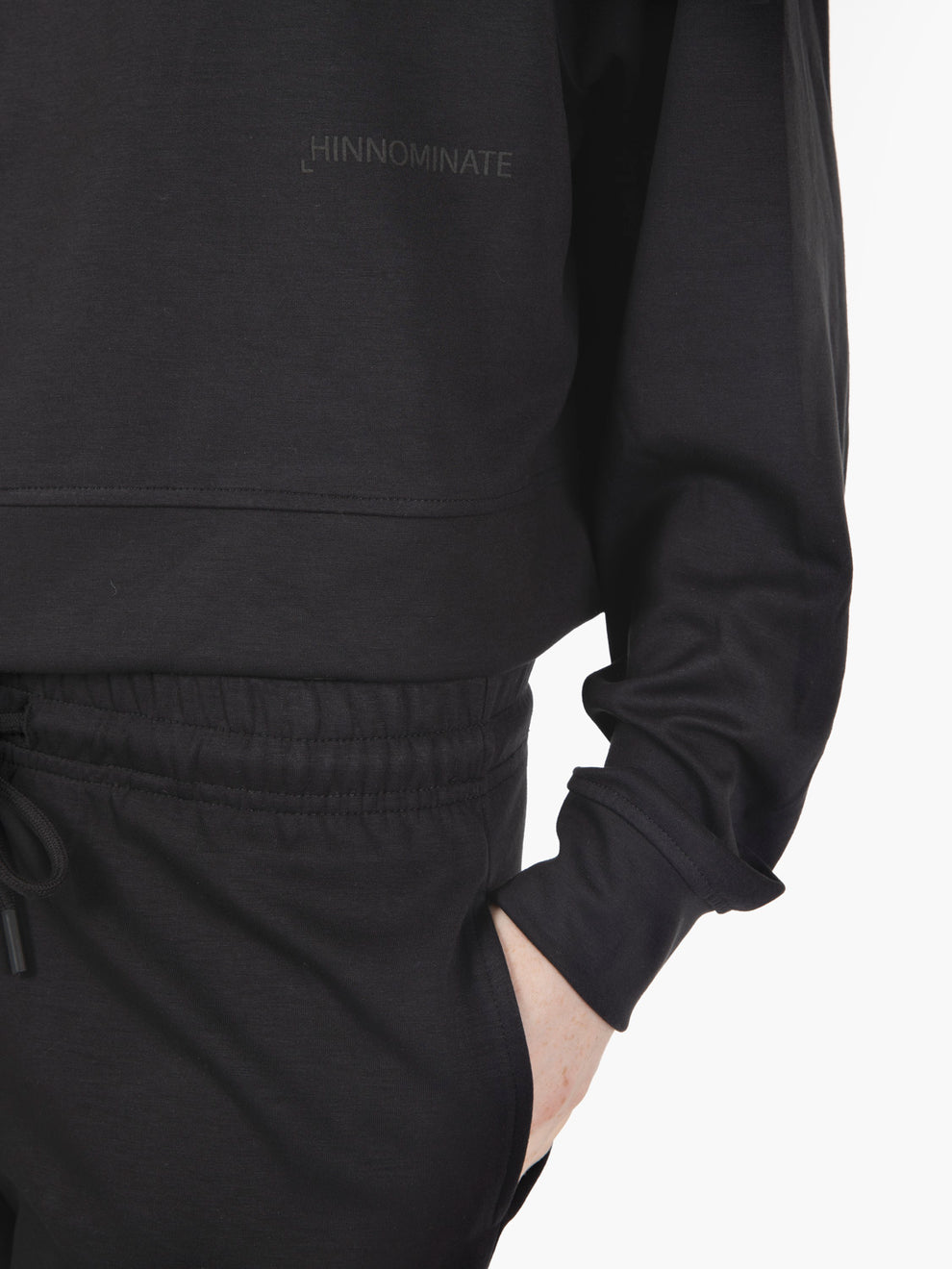 Felpa a scatola con cappuccio nero