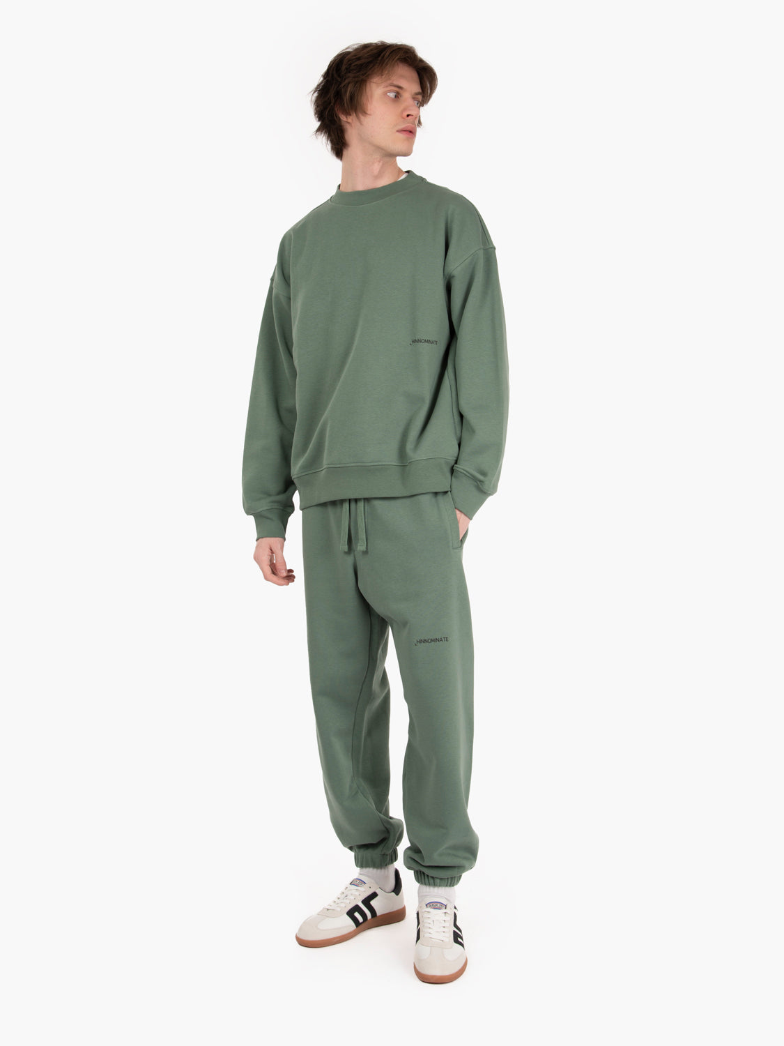 Felpa basic girocollo verde muschio