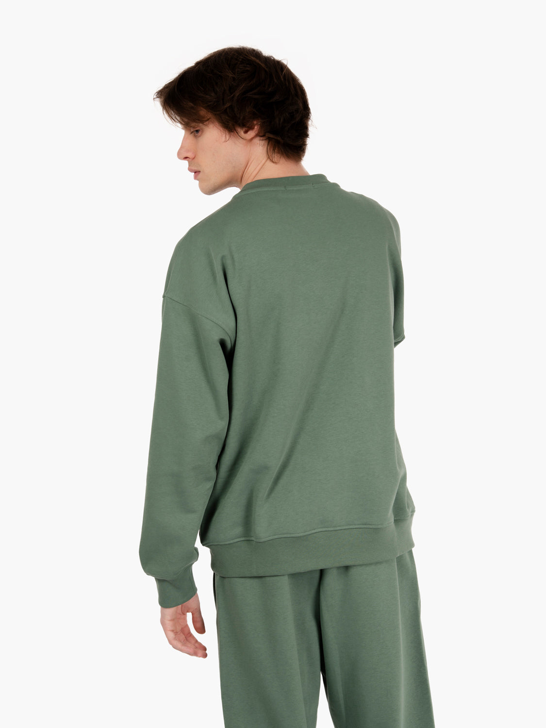 Felpa basic girocollo verde muschio