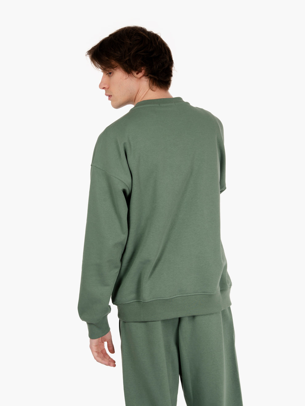 Felpa basic girocollo verde muschio