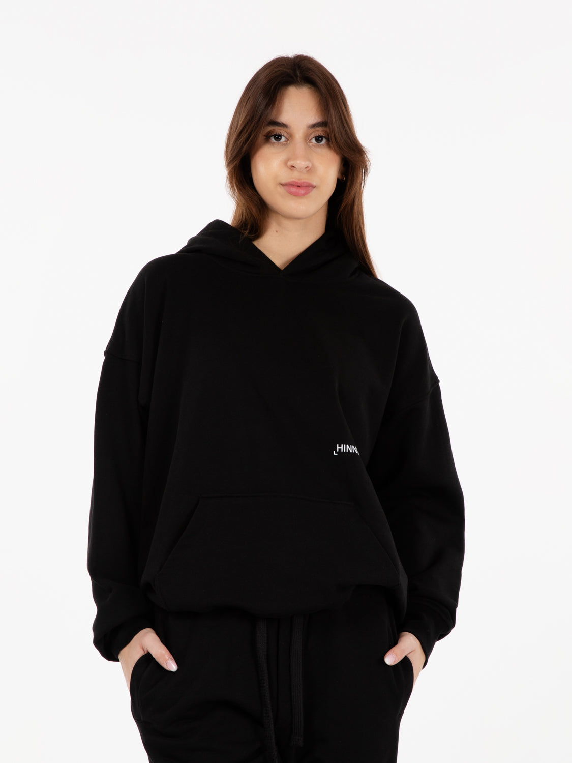 Black lettering logo hoodie