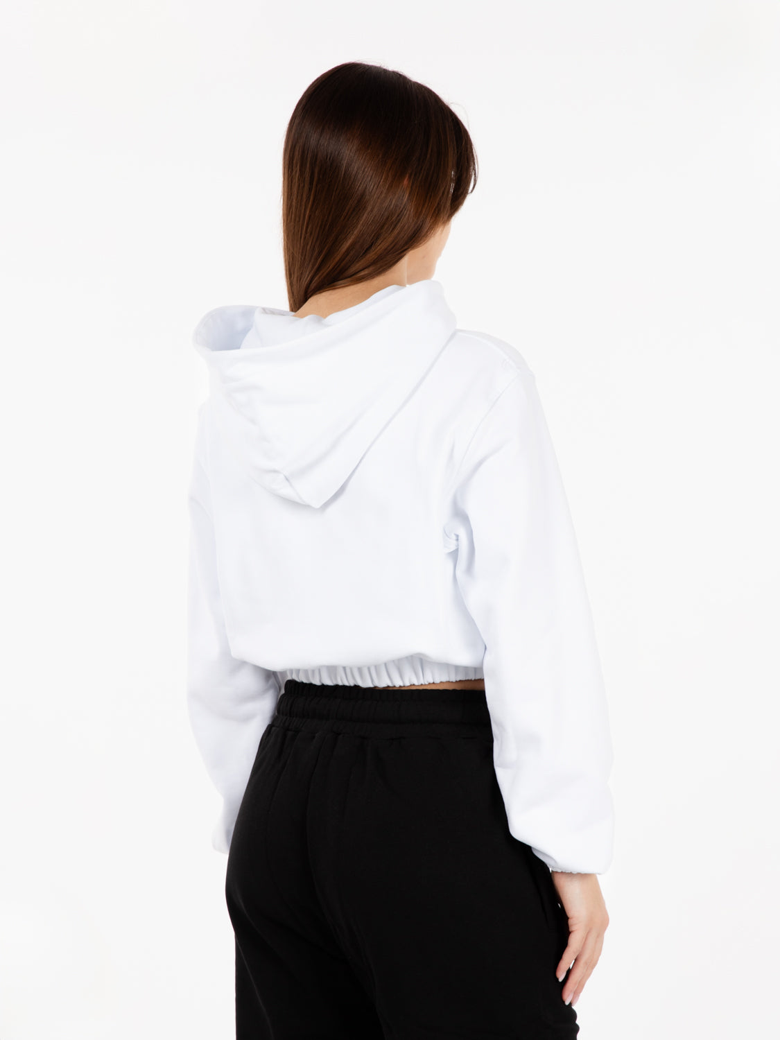 White Zip Up Short Hoodie