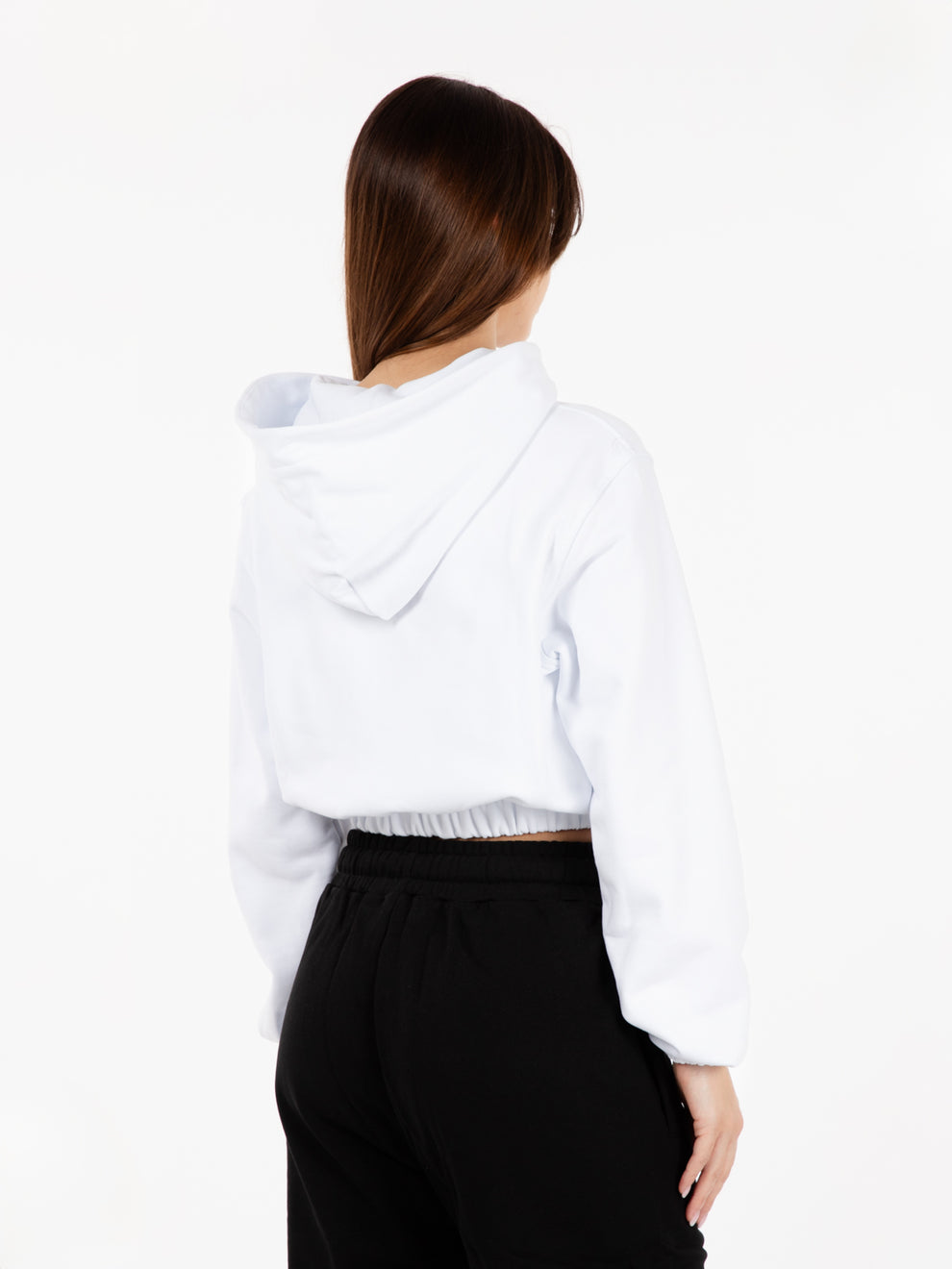 White Zip Up Short Hoodie