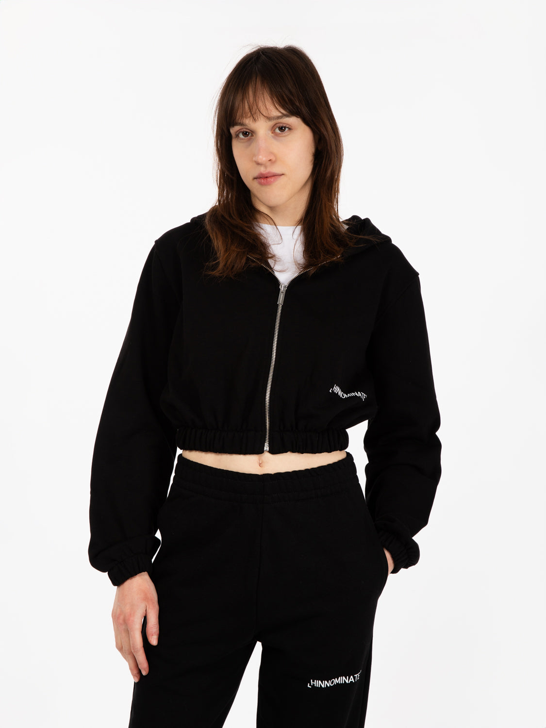 Black All Zip Short Hoodie