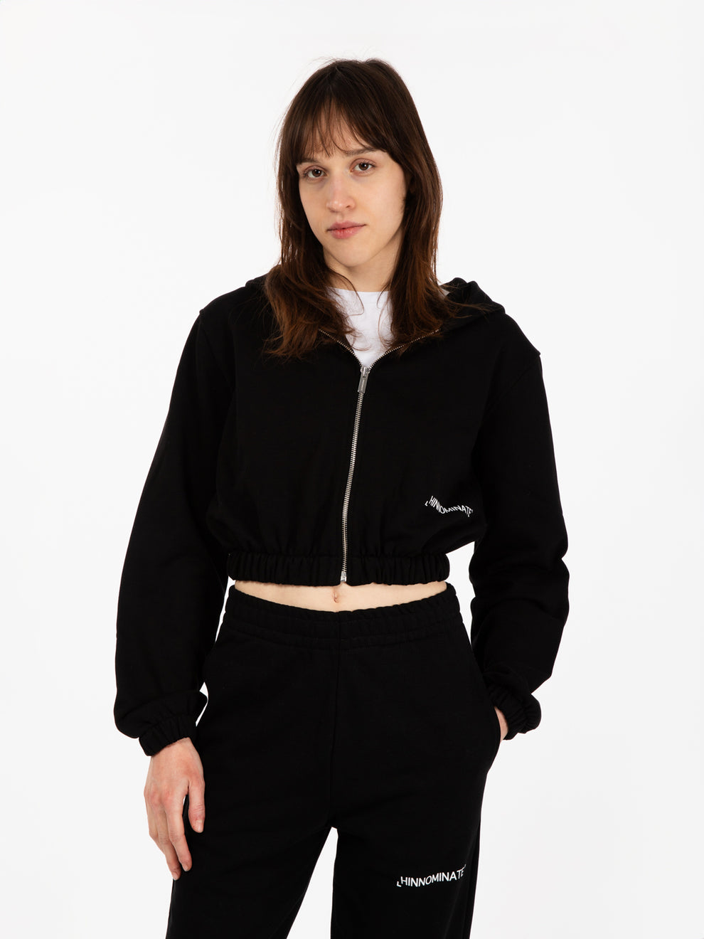 Black All Zip Short Hoodie