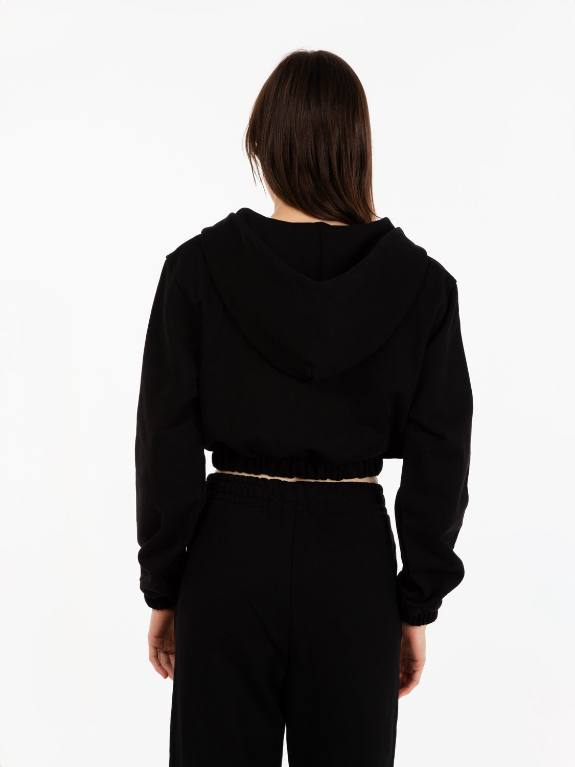 Black All Zip Short Hoodie