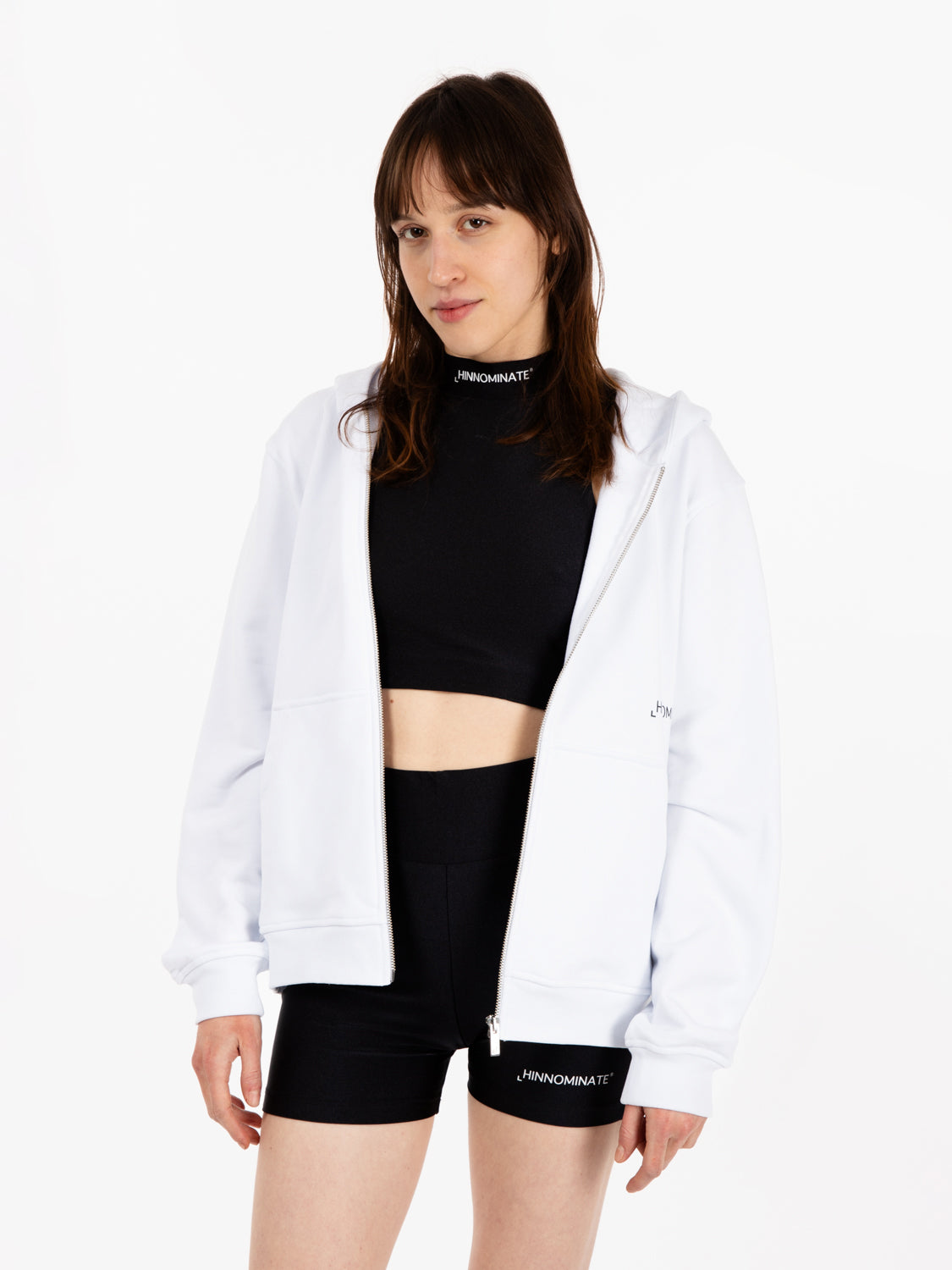White zip-up hoodie