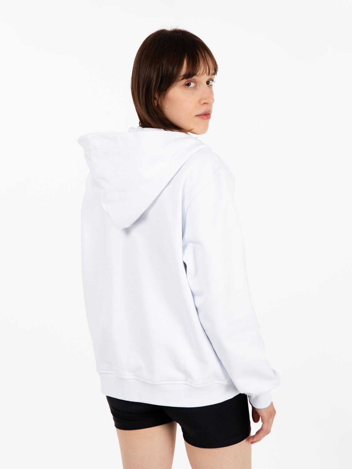 White zip-up hoodie