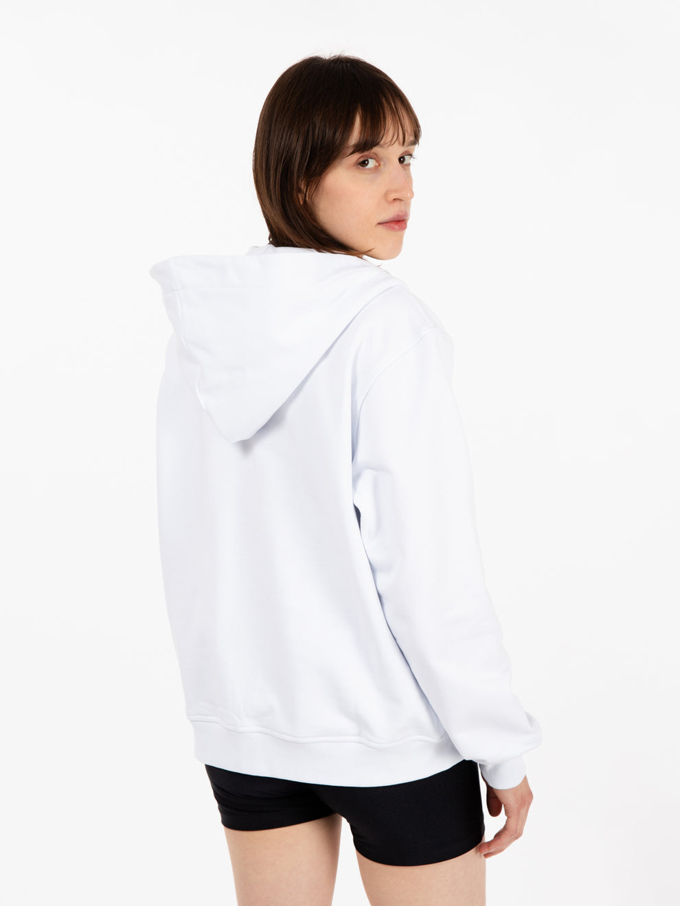 White zip-up hoodie