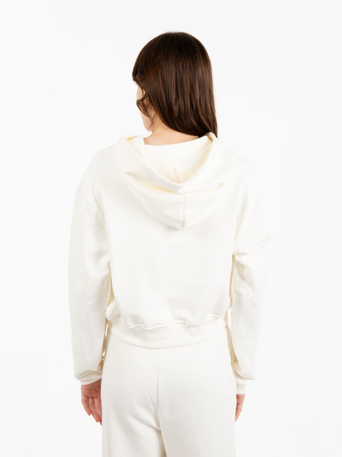 Felpa crop con cappuccio bianca