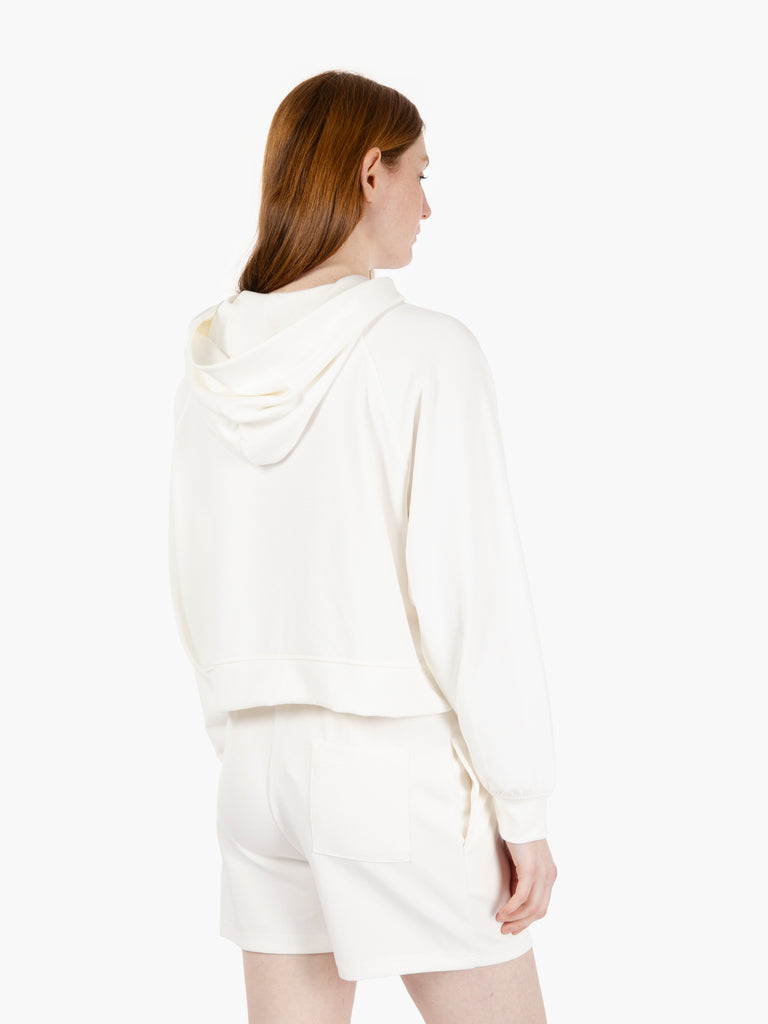 HINNOMINATE - Felpa crop con cappuccio bianco