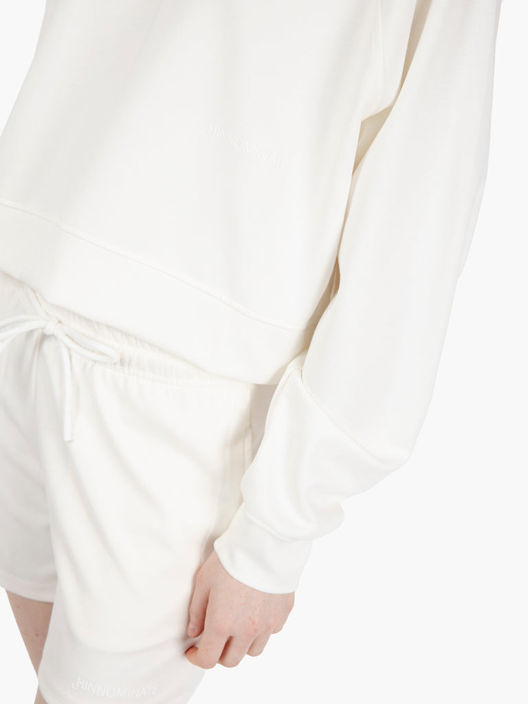 HINNOMINATE - Felpa crop con cappuccio bianco