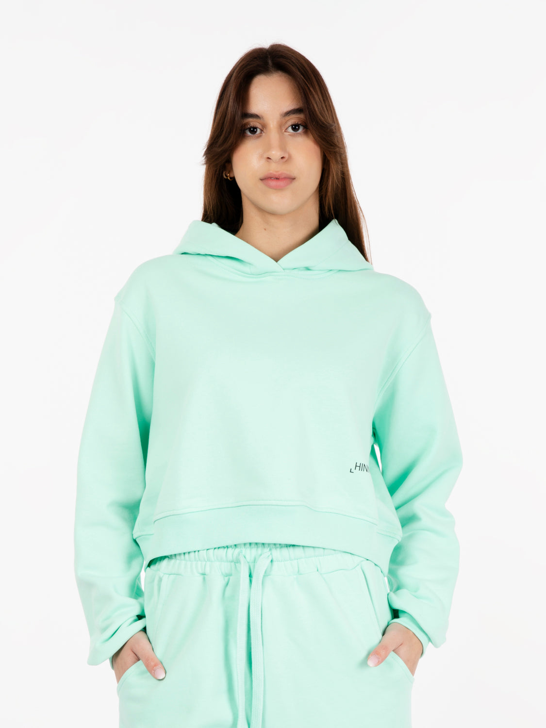 Maldives Green Crop Hoodie
