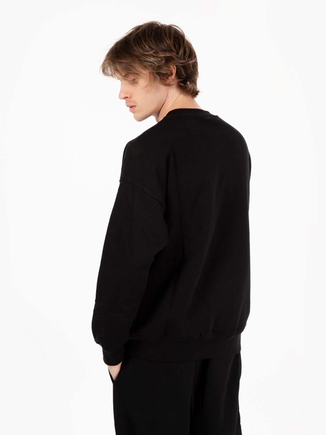 Black crewneck sweatshirt
