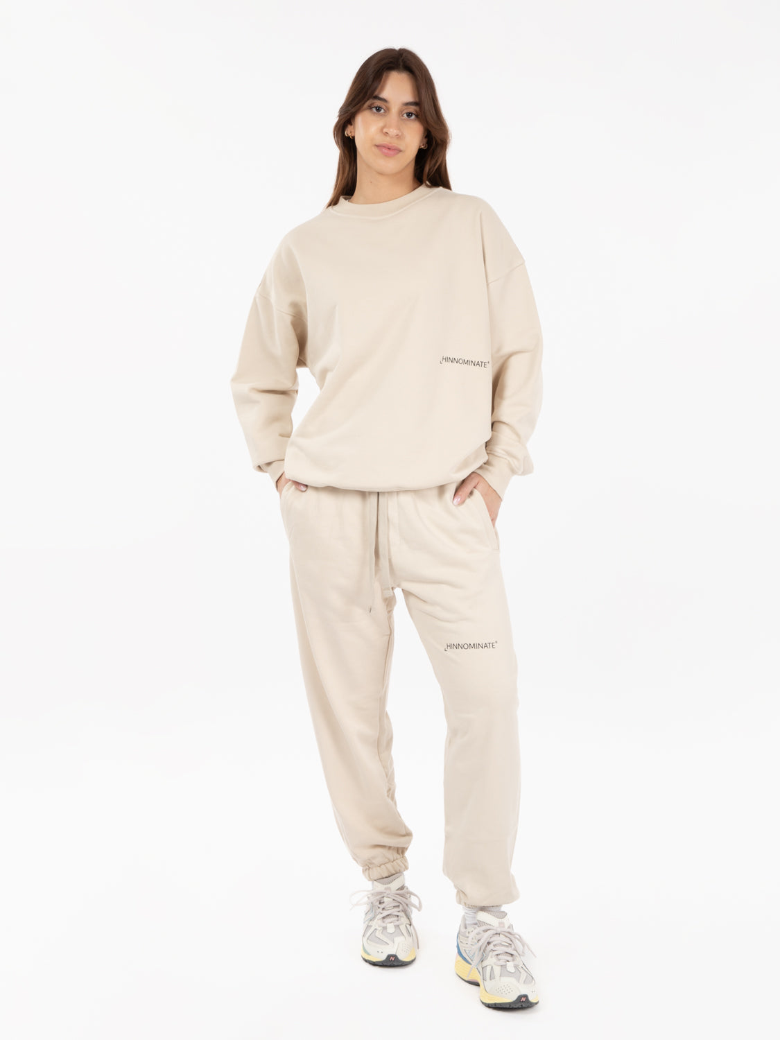 Beige Oversized Crewneck Sweatshirt