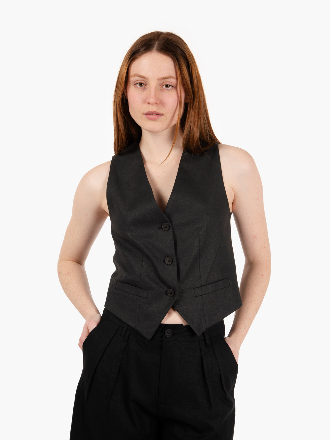 Gilet in lino nero