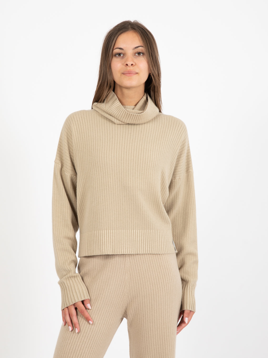 Hazelnut crop turtleneck sweater