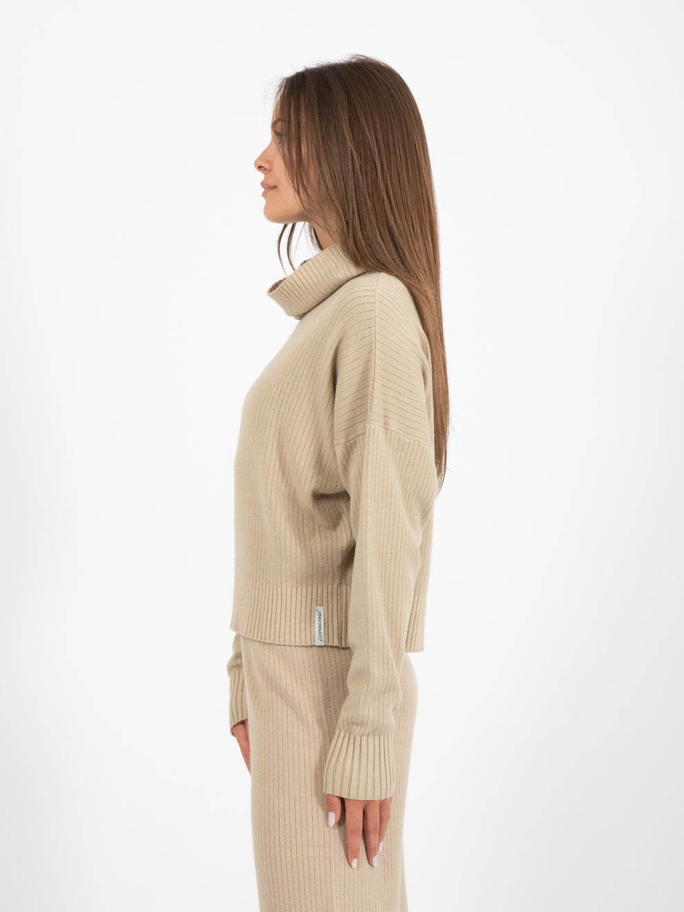 Hazelnut crop turtleneck sweater