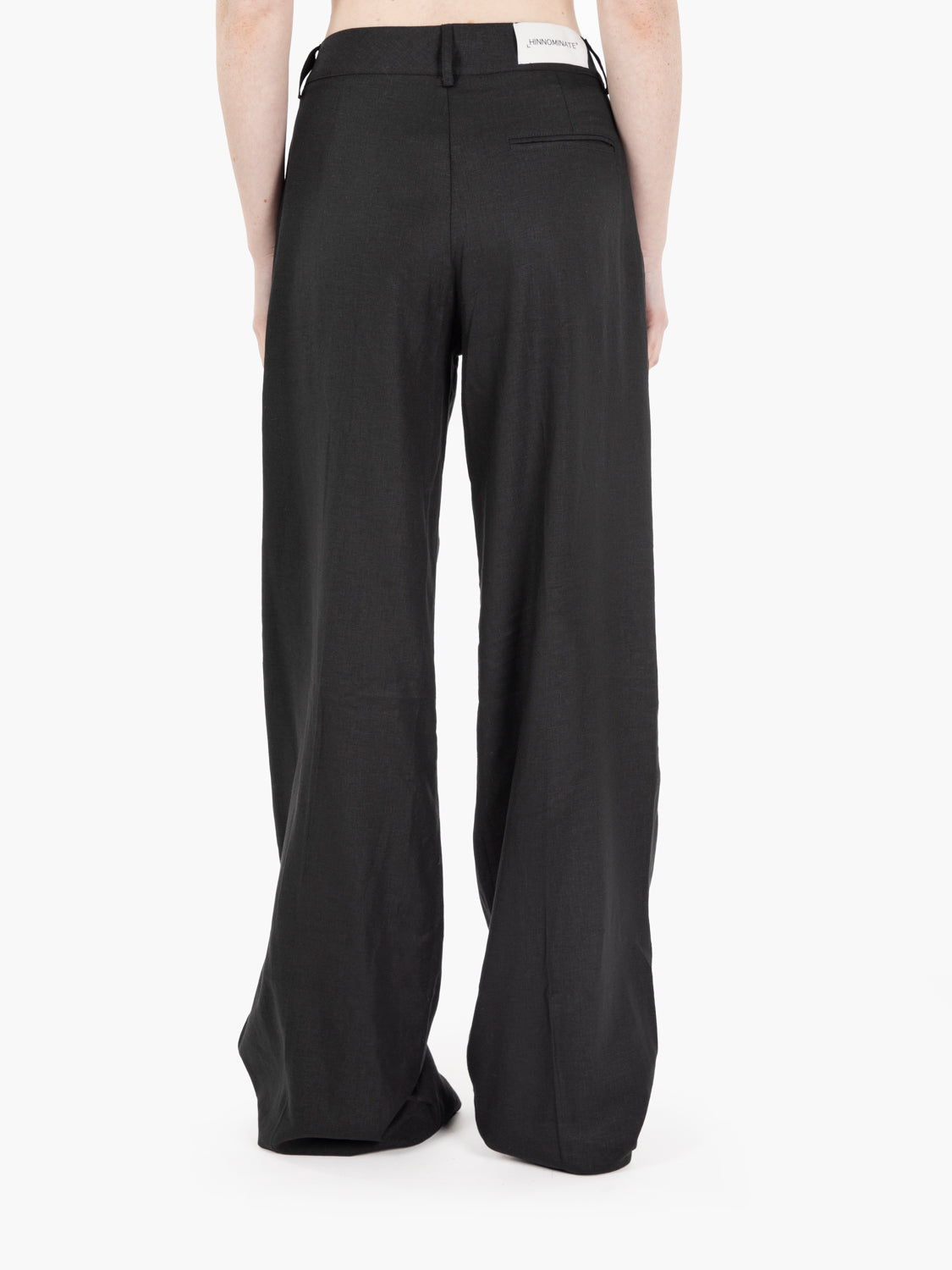 Black linen wide leg trousers