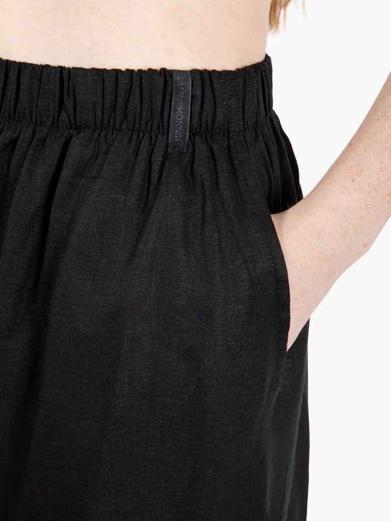 HINNOMINATE - Pantaloni gamba larga in lino nero