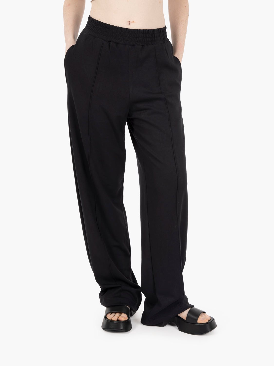 Pantaloni in modal vita alta nero