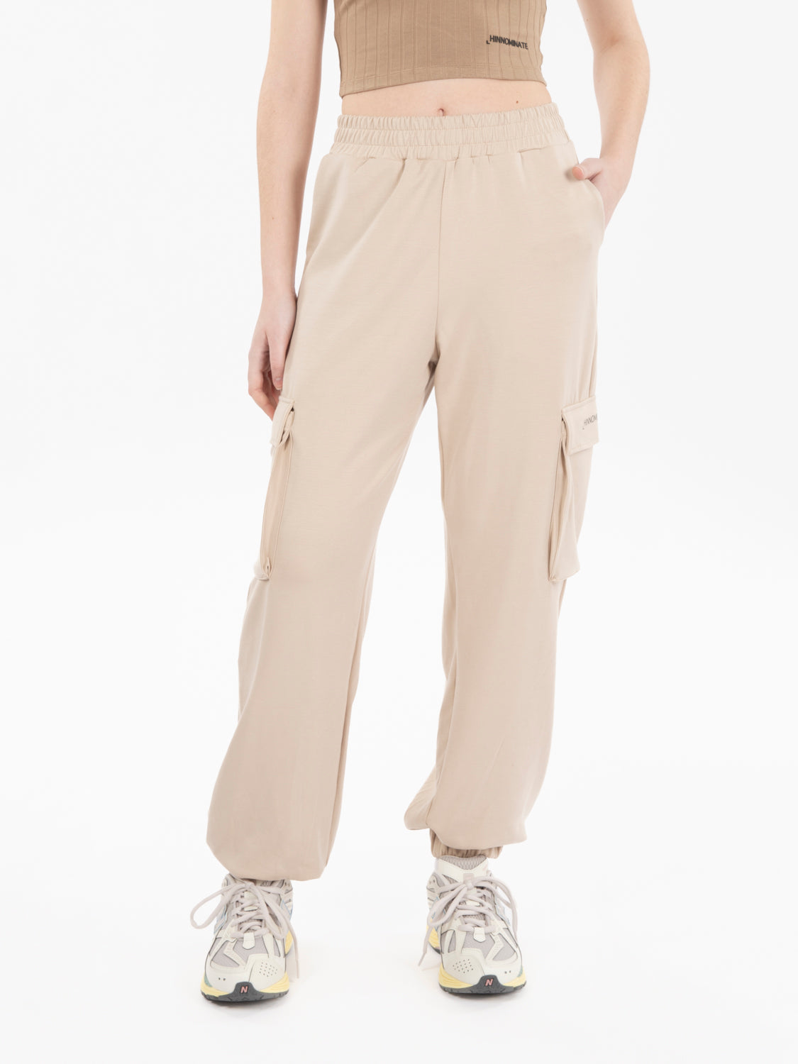 Sand beige jogger trousers with pockets