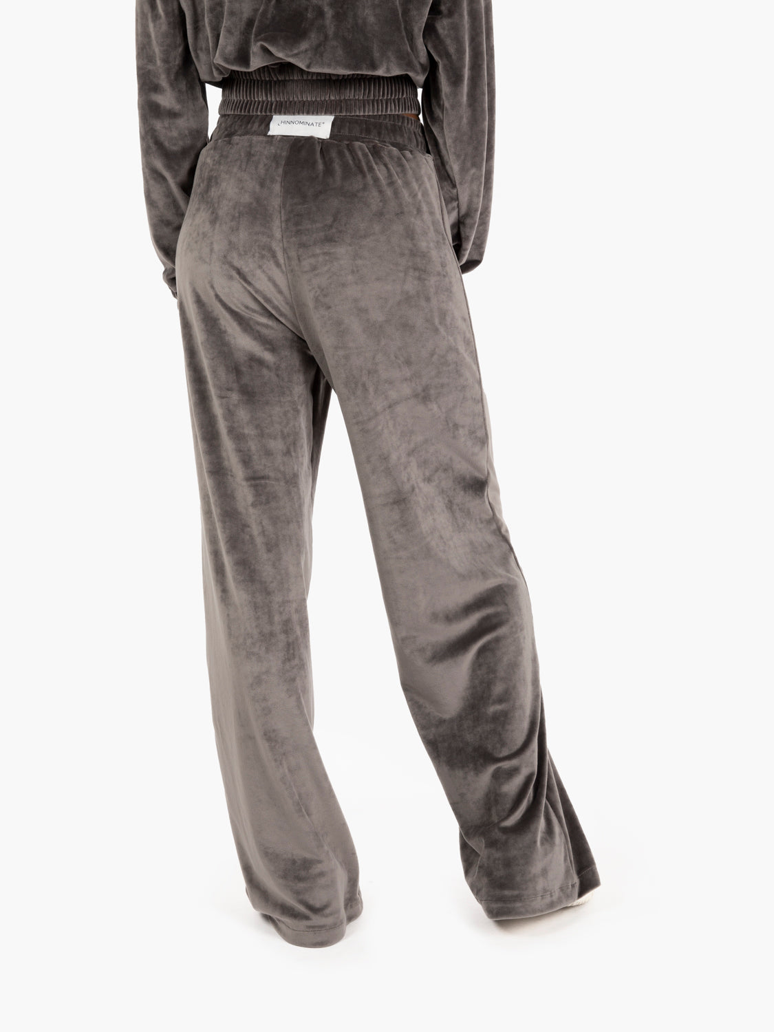 Pantaloni wide in ciniglia con logo grigio