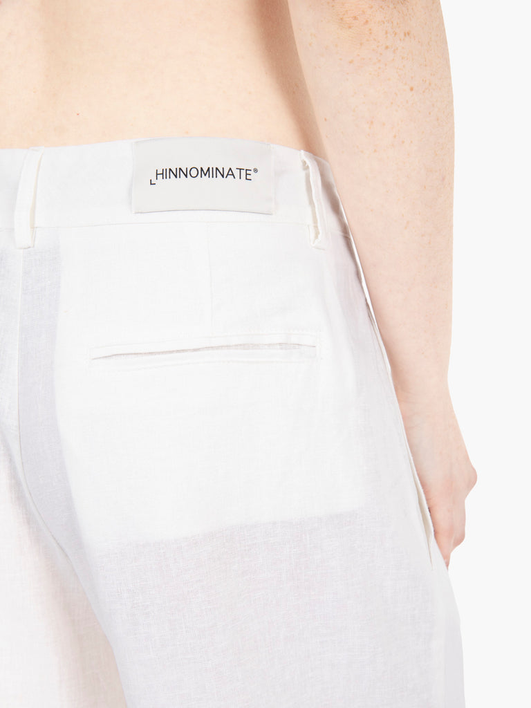 HINNOMINATE - Pantaloni wide in lino bianco