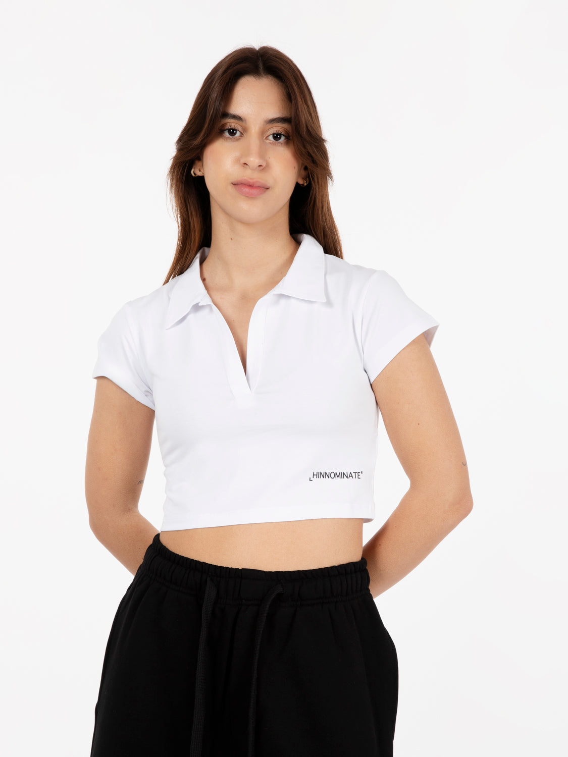 White short sleeve crop polo