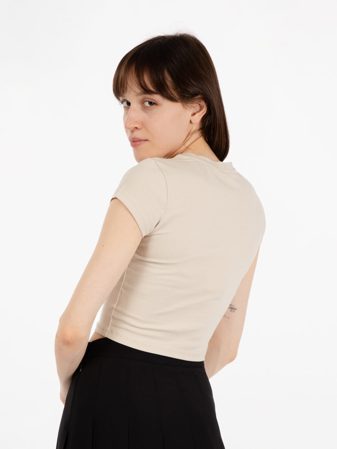 T-shirt crop stretch beige