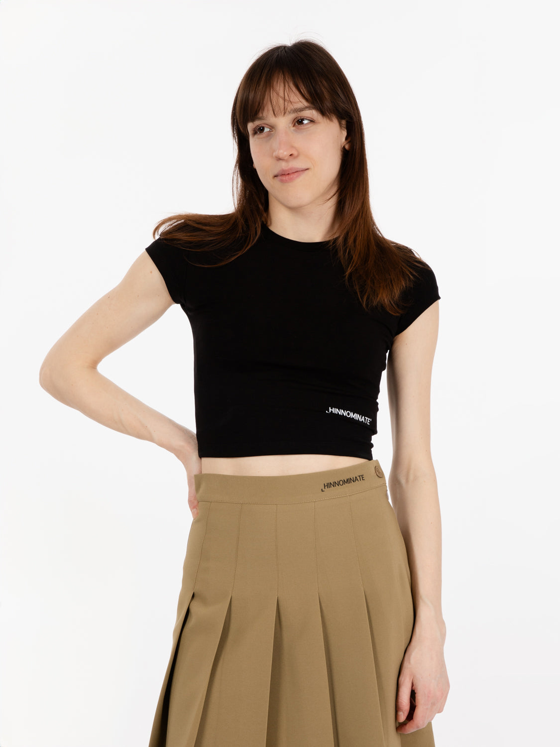 T-shirt crop stretch nero
