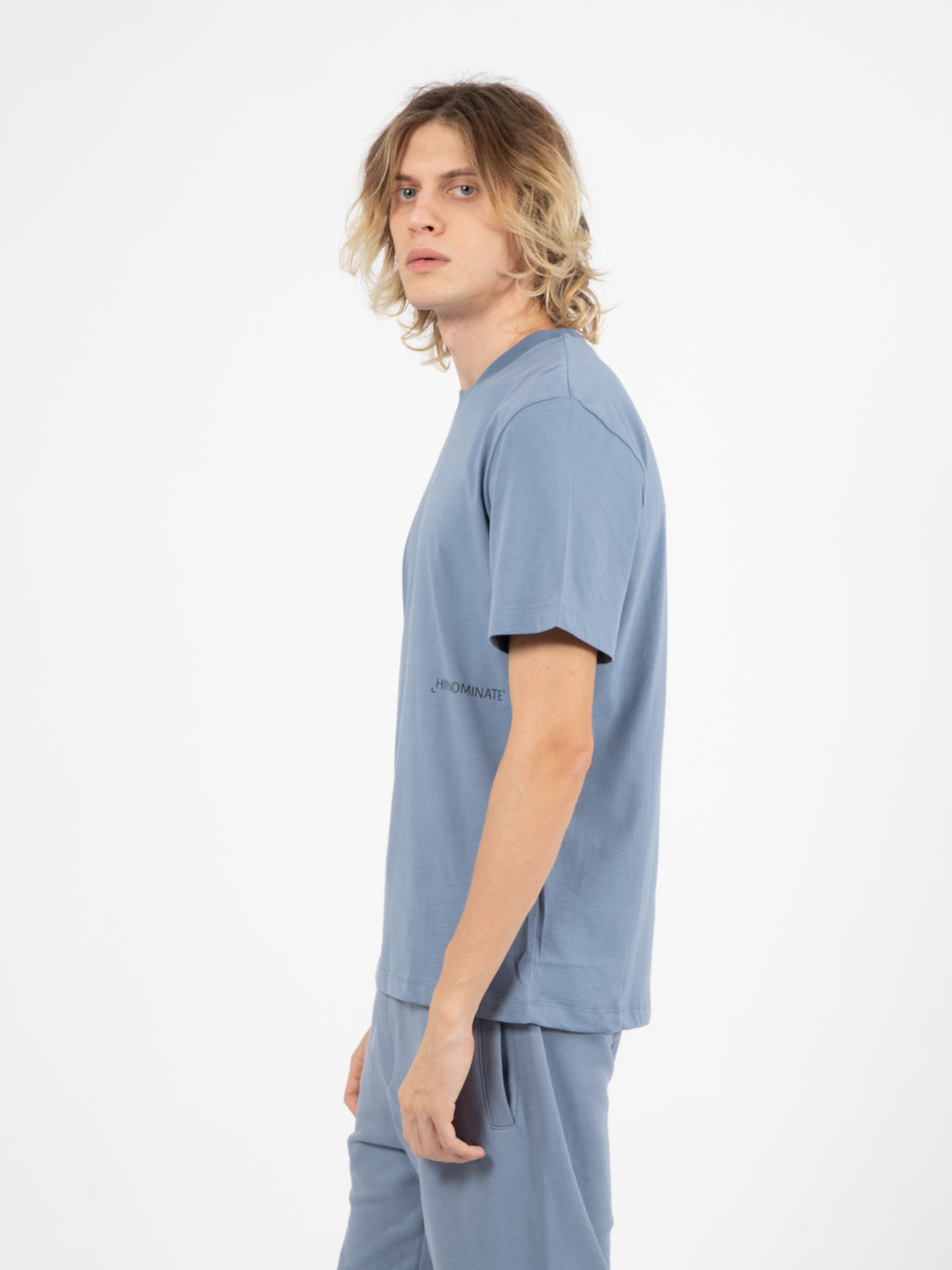 Crewneck jersey T-shirt in air force blue