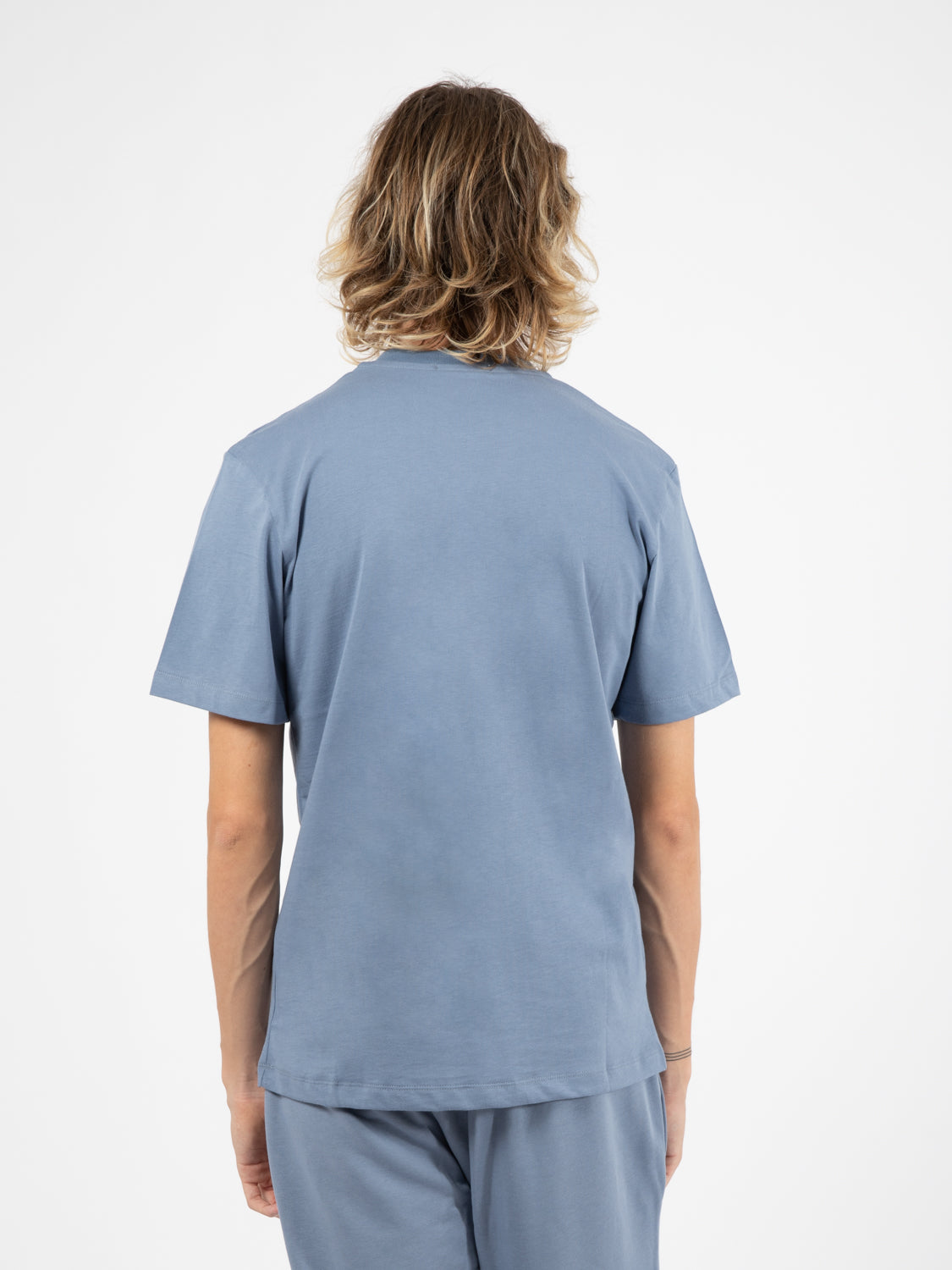 Crewneck jersey T-shirt in air force blue