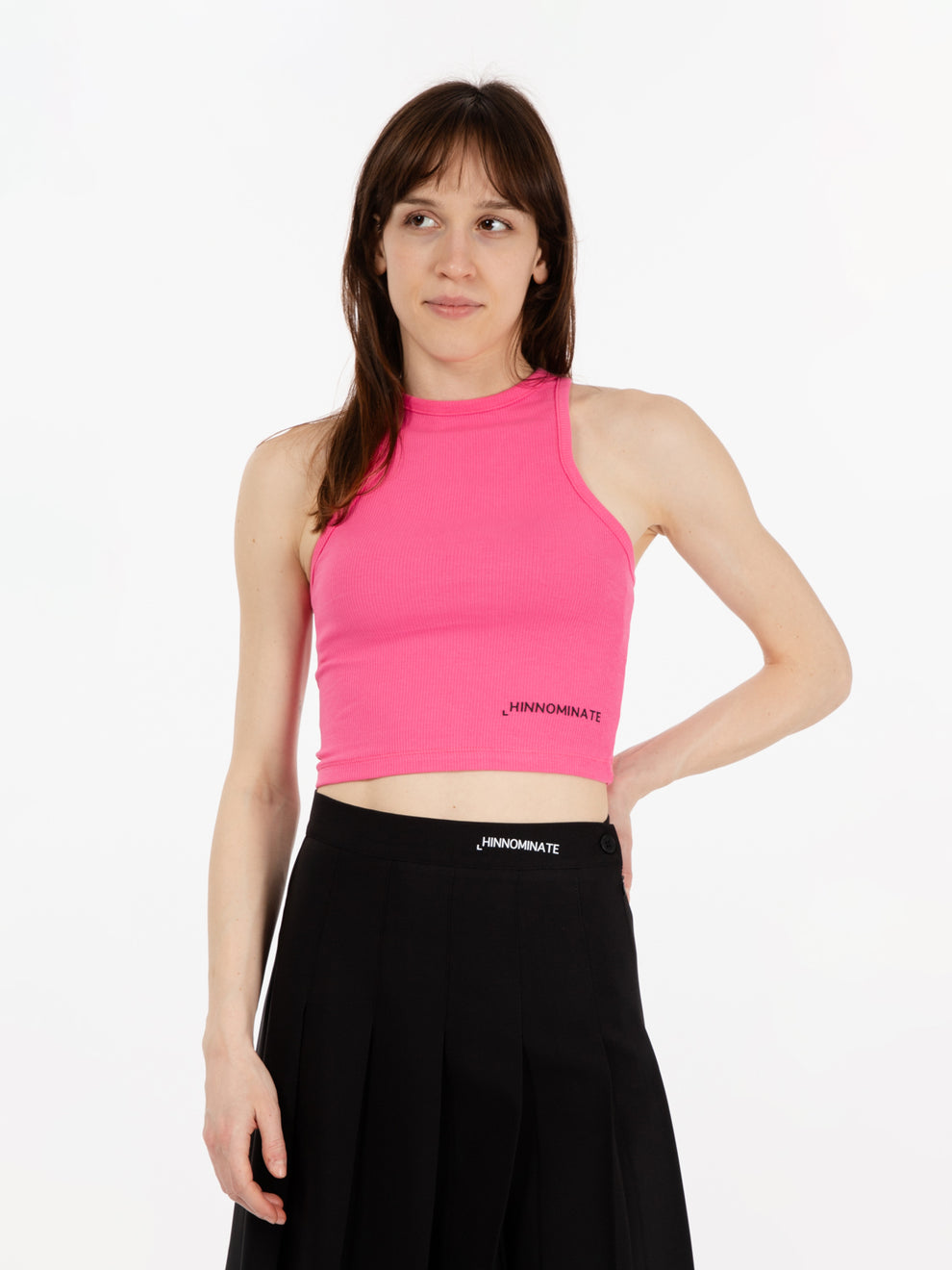 Geranium halterneck ribbed top
