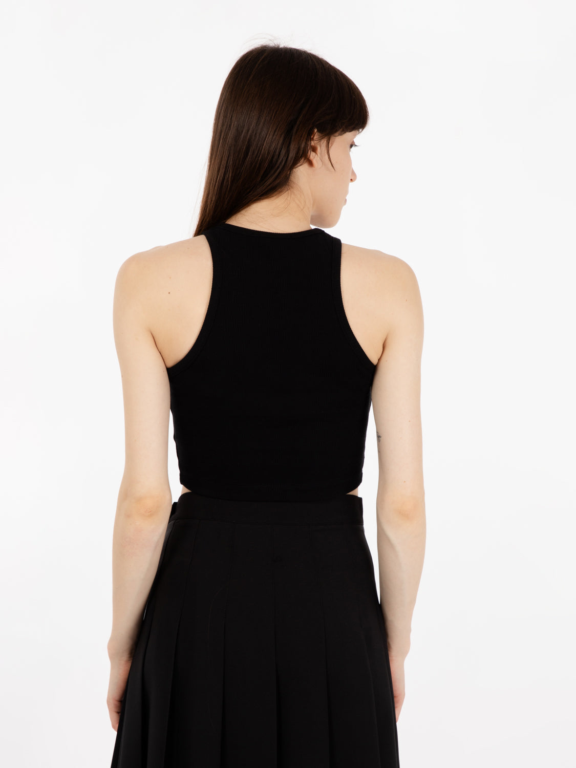Black halterneck ribbed top