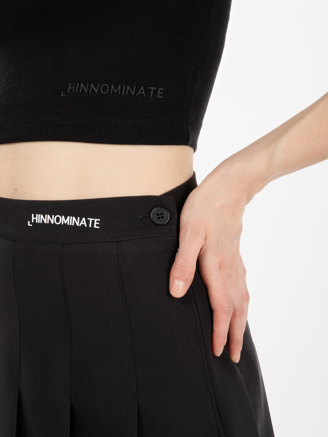 Black halterneck ribbed top