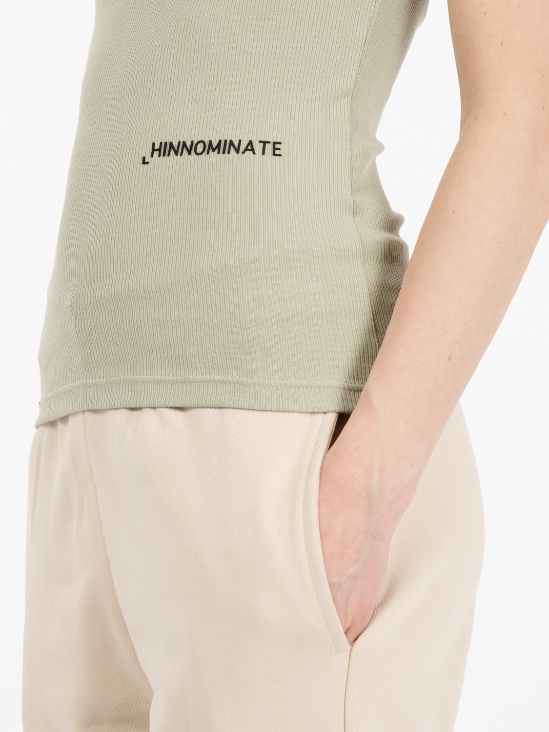 Aloe Green Halter Neck Ribbed Top