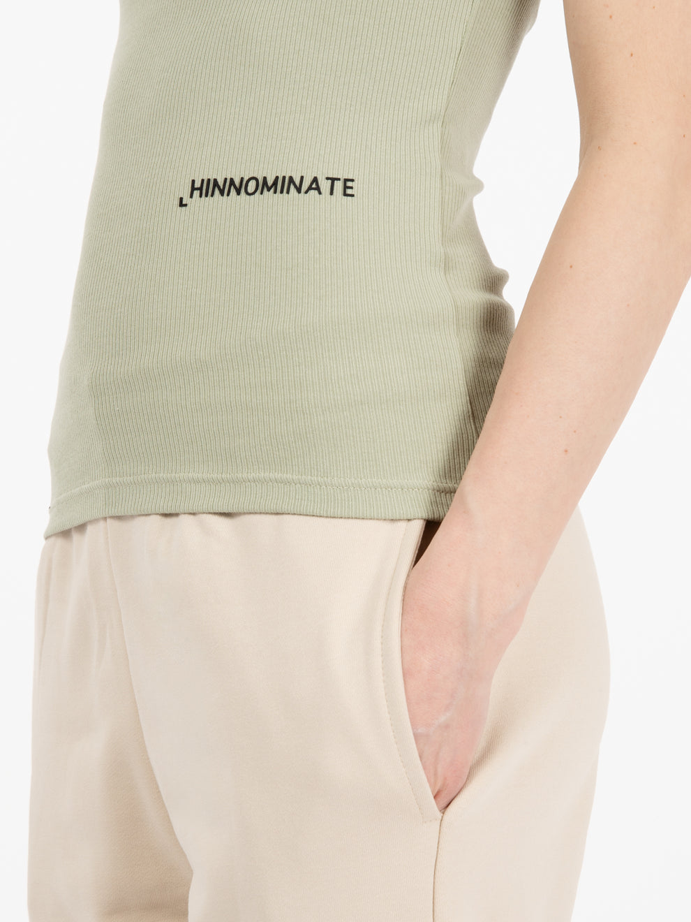 Aloe Green Halter Neck Ribbed Top