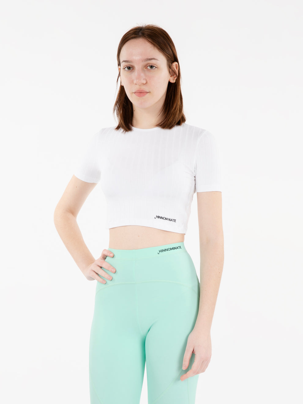 White short sleeve ribbed top