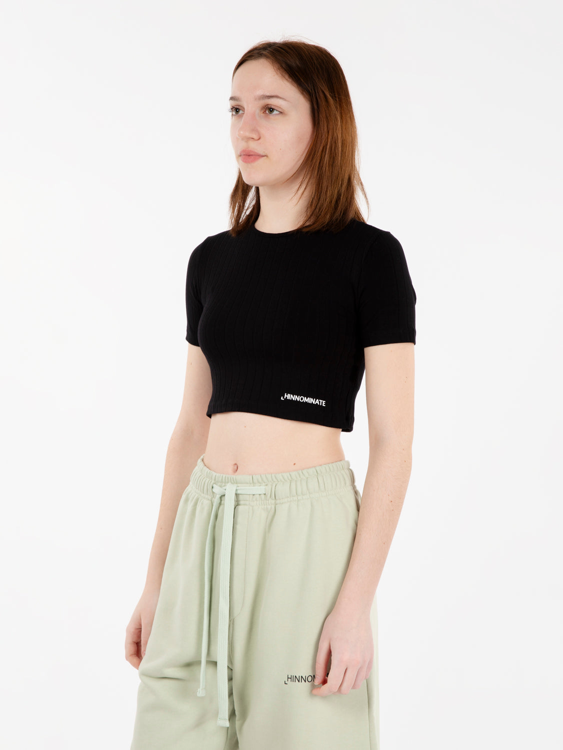Black short sleeve ribbed top