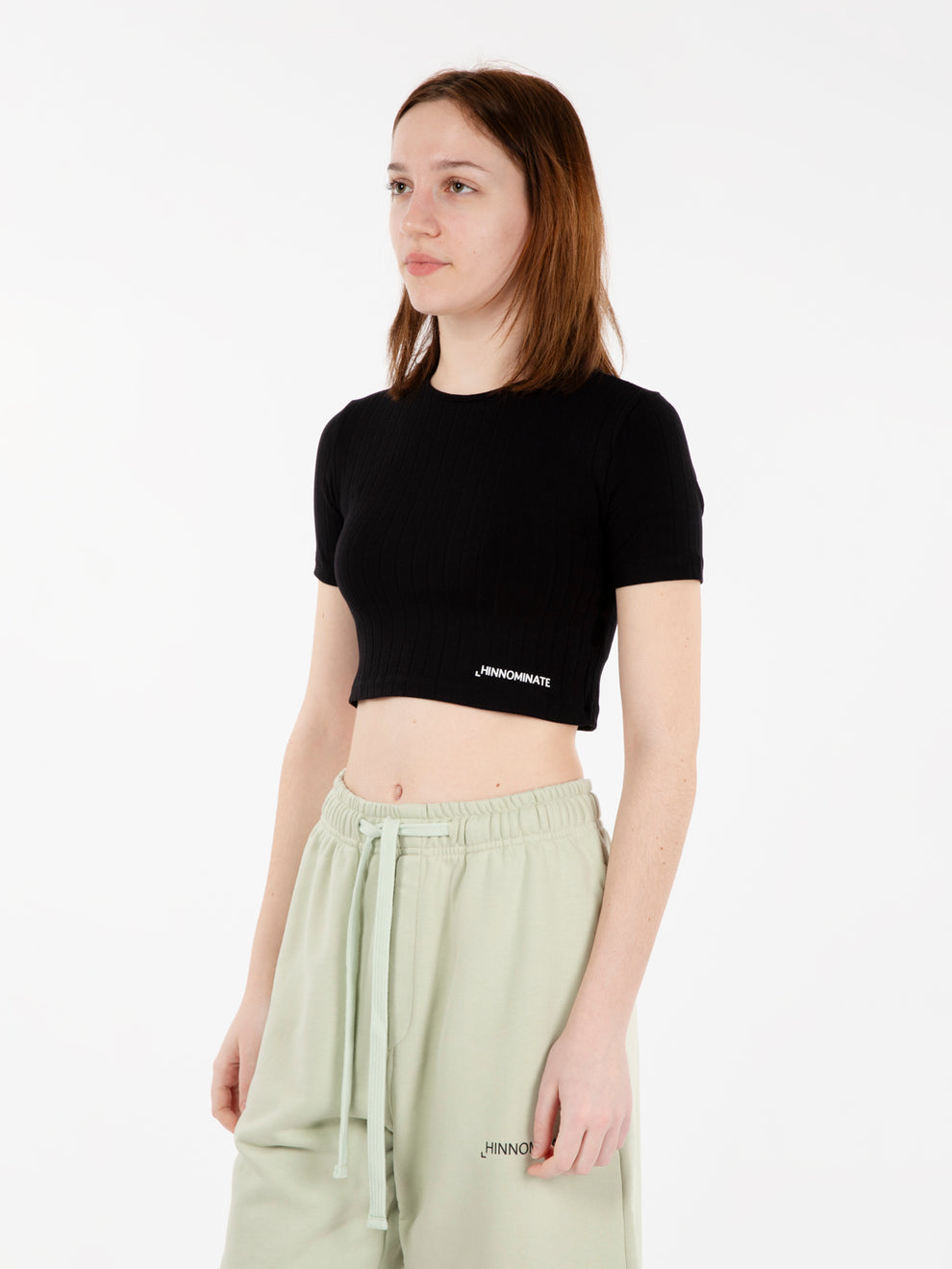 Black short sleeve ribbed top