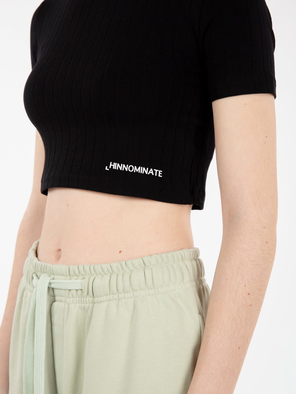 Black short sleeve ribbed top