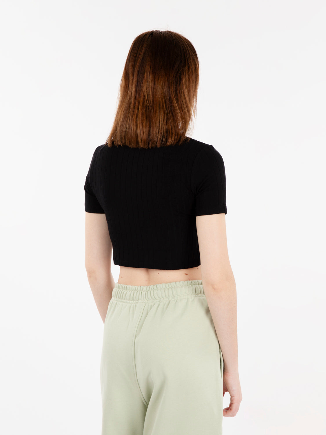 Black short sleeve ribbed top