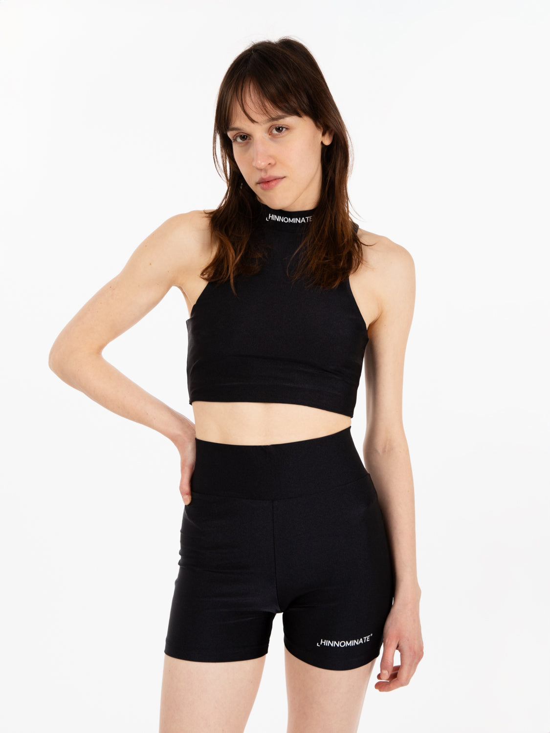 Black shiny lycra top