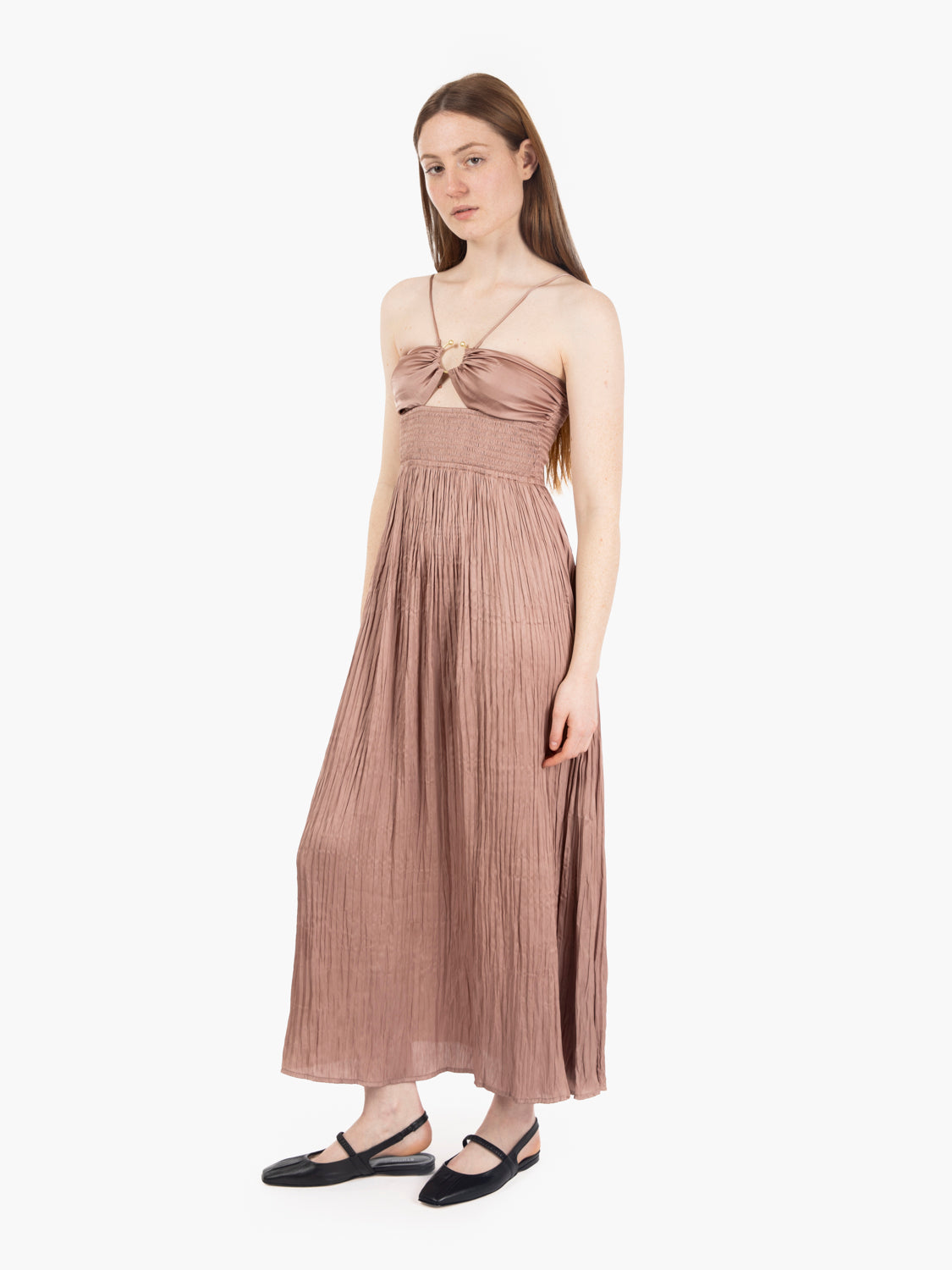 Lilithi dress satin effect blush tint